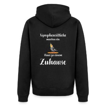 Nymphensittich I Papagei Kakadu Motiv für Vogel - Unisex Premium Bio Zip Hoodie - Schwarz - Hinten - Nico (187cm)