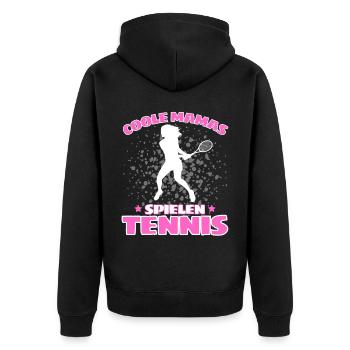 COOLE MAMAS SPIELEN TENNIS Lustiges - Unisex Premium Bio Zip Hoodie - Schwarz - Hinten - Nico (187cm)