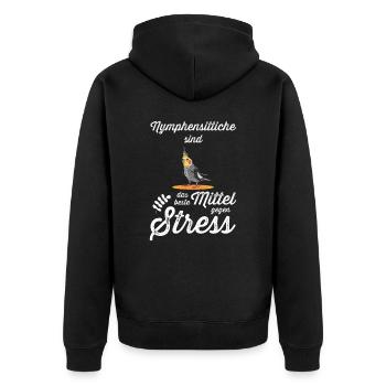 Nymphensittich I Papagei Kakadu Motiv für Vogel - Unisex Premium Bio Zip Hoodie - Schwarz - Hinten - Nico (187cm)