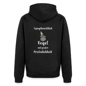 Nymphensittich I Papagei Kakadu Motiv für Vogel - Unisex Premium Bio Zip Hoodie - Schwarz - Hinten - Nico (187cm)