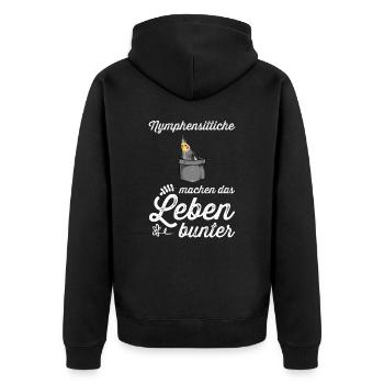 Nymphensittich I Papagei Kakadu Motiv für Vogel - Unisex Premium Bio Zip Hoodie - Schwarz - Hinten - Nico (187cm)
