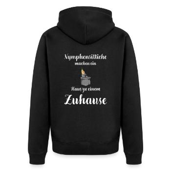 Nymphensittich I Papagei Kakadu Motiv für Vogel - Unisex Premium Bio Zip Hoodie - Schwarz - Hinten - Nico (187cm)