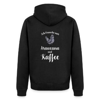 Araucana Hühner I Hühnerrasse Huhn Motiv für - Unisex Premium Bio Zip Hoodie - Schwarz - Hinten - Nico (187cm)
