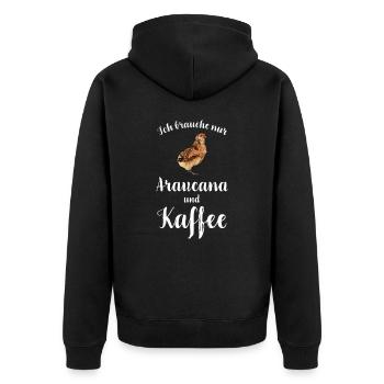 Araucana Hühner I Hühnerrasse Huhn Motiv für - Unisex Premium Bio Zip Hoodie - Schwarz - Hinten - Nico (187cm)