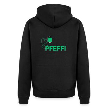 Pfeffi Liebe - Lustiges Pfefferminz - Unisex Premium Bio Zip Hoodie - Schwarz - Hinten - Nico (187cm)