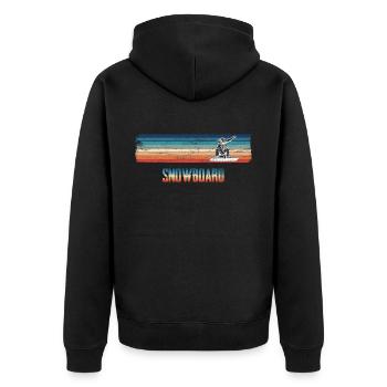 Amateurs de snowboard, rétro, vintage, - Veste à capuche bio Premium Unisexe - noir - Dos - Nico (187cm)