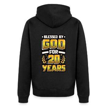 Ordensleute Seit 20 Jahren Von Gott Gesegnet - Unisex Premium Bio Zip Hoodie - Schwarz - Hinten - Nico (187cm)