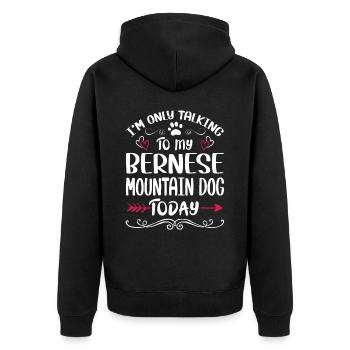Dog Owner Talking to my Bernese Mountain Dog - Unisex Premium Bio Zip Hoodie - Schwarz - Hinten - Nico (187cm)