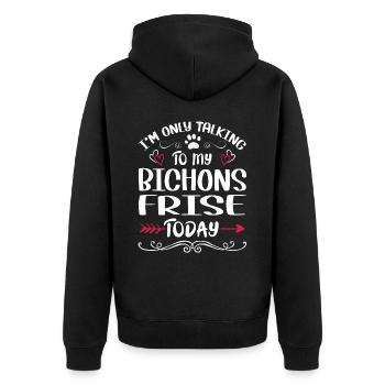 Propriétaire de chien parlant à mon Bichons Frise - Veste à capuche bio Premium Unisexe - noir - Dos - Nico (187cm)
