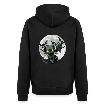 Black Cat Bat - Goth Gothic - Unisex Premium Organic Zip Hoodie - black - Back - Nico (187cm)