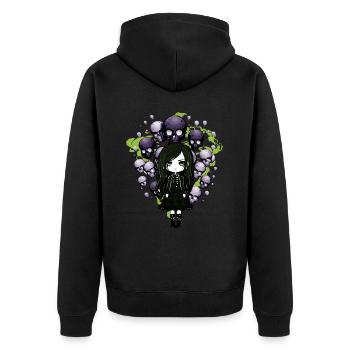Goth Girl hält Totenkopf-Ballons - Gothic - Unisex Premium Bio Zip Hoodie - Schwarz - Hinten - Nico (187cm)