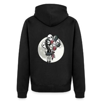 Goth Girl hält Totenkopf-Ballons - Gothic - Unisex Premium Bio Zip Hoodie - Schwarz - Hinten - Nico (187cm)