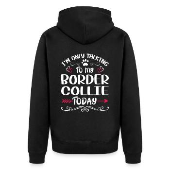 Le propriétaire du chien parle à mon Border Collie - Veste à capuche bio Premium Unisexe - noir - Dos - Nico (187cm)