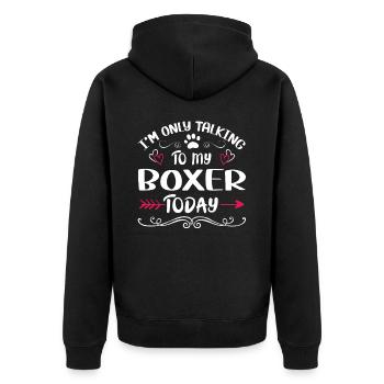 Dog Owner Talking to my Boxer - Unisex Premium Bio Zip Hoodie - Schwarz - Hinten - Nico (187cm)