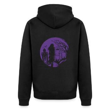 Goth geht über Friedhof - Gothic Grufti - Unisex Premium Bio Zip Hoodie - Schwarz - Hinten - Nico (187cm)