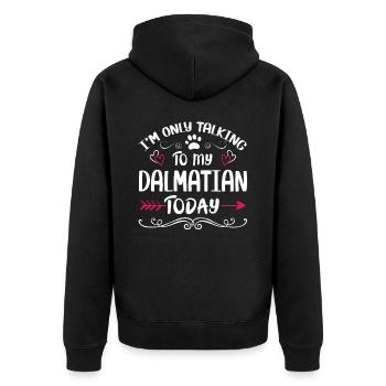 Dog Owner Talking to my Dalmatian - Unisex Premium Bio Zip Hoodie - Schwarz - Hinten - Nico (187cm)