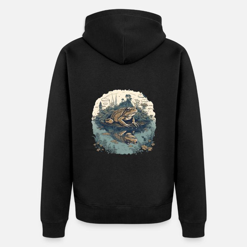 Crapaud à l’étang - Veste à capuche bio Premium Unisexe - noir