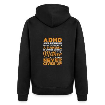 ADHS - Unisex Premium Bio Zip Hoodie - Schwarz - Hinten - Nico (187cm)
