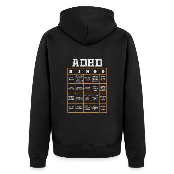 ADHD - Unisex Premium Organic Zip Hoodie - black - Back - Nico (187cm)