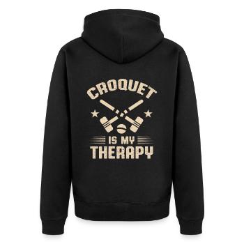 Croquet - Unisex Premium Organic Zip Hoodie - black - Back - Nico (187cm)