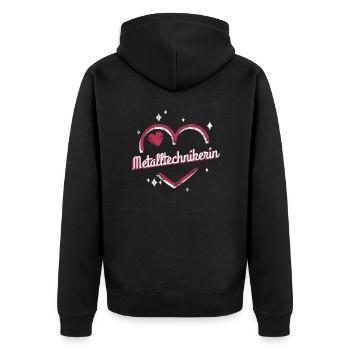Schlosser Kollegin niedliches Herz - Unisex Premium Bio Zip Hoodie - Schwarz - Hinten - Nico (187cm)