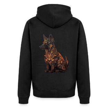 Dog Chinese Zodiac Lunar Year Animal Lover - Unisex Premium Organic Zip Hoodie - black - Back - Nico (187cm)