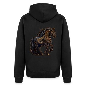 Chinese Zodiac Horse Spirit Animal Mythology Horos - Unisex Premium Organic Zip Hoodie - black - Back - Nico (187cm)