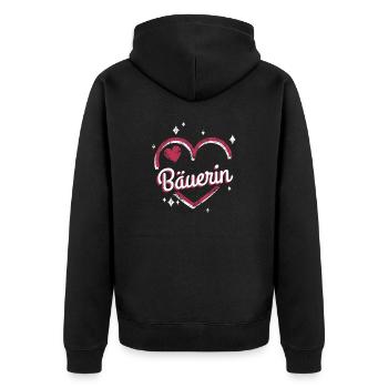 Bauern Kollegin niedliches Herz Landwirtin Bäuerin - Unisex Premium Bio Zip Hoodie - Schwarz - Hinten - Nico (187cm)