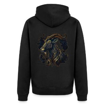 Année De La Chèvre Zodiaque Chinois Bélier Animal Astrolo - Veste à capuche bio Premium Unisexe - noir - Dos - Nico (187cm)