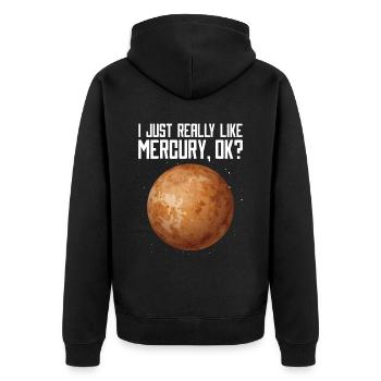 Mercury - Unisex Premium Organic Zip Hoodie - black - Back - Nico (187cm)