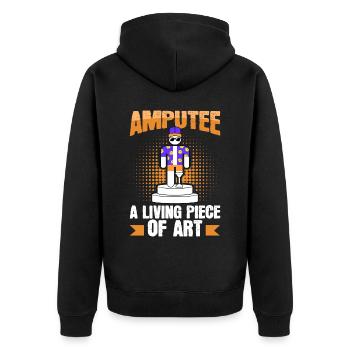 Amputierter Lebendige Kunst Bein Arm Prothese - Unisex Premium Bio Zip Hoodie - Schwarz - Hinten - Nico (187cm)