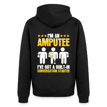 Ich Bin Ein Amputierter Bein Arm Prothese Beined - Unisex Premium Bio Zip Hoodie - Schwarz - Hinten - Nico (187cm)