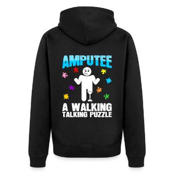 Amputierter Gehender Sprechender - Unisex Premium Bio Zip Hoodie - Schwarz - Hinten - Nico (187cm)
