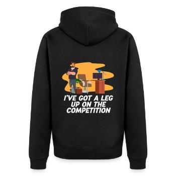Amputierter Ich Habe Ein Bein Oben Prothese Mit - Unisex Premium Bio Zip Hoodie - Schwarz - Hinten - Nico (187cm)