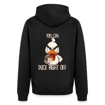 Canard droit de canard Drôle de canard avec majeur - Veste à capuche bio Premium Unisexe - noir - Dos - Nico (187cm)