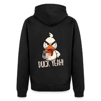 Duck yes! Funny duck with middle finger - Unisex Premium Organic Zip Hoodie - black - Back - Nico (187cm)