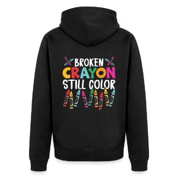 Zerbrochener Buntstift Still Farbe Färbung Künstlerische - Unisex Premium Bio Zip Hoodie - Schwarz - Hinten - Nico (187cm)
