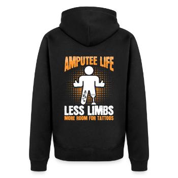 Amputé Moins de membres Plus de tatouages - Veste à capuche bio Premium Unisexe - noir - Dos - Nico (187cm)