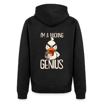 I'm a Ducking Genius Funny duck with middle finger - Unisex Premium Organic Zip Hoodie - black - Back - Nico (187cm)