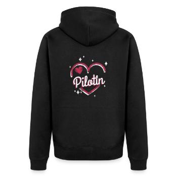 Flugzeug Kollegin niedliches Herz Pilotin - Unisex Premium Bio Zip Hoodie - Schwarz - Hinten - Nico (187cm)