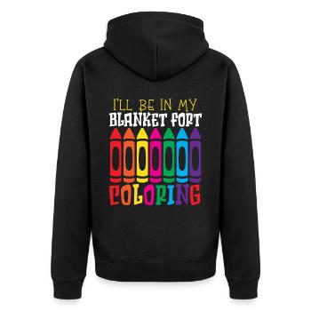 Je serai dans ma couverture Fort Coloring Artistic Color - Veste à capuche bio Premium Unisexe - noir - Dos - Nico (187cm)