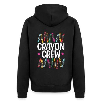 Crayon Crew Färbung Künstlerische Zeichnung Farbe - Unisex Premium Bio Zip Hoodie - Schwarz - Hinten - Nico (187cm)