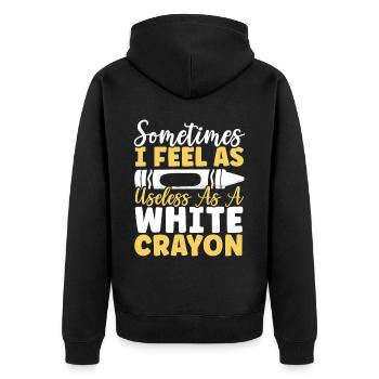 Manchmal fühle ich mich so nutzlos wie ein weißer Buntstift - Unisex Premium Bio Zip Hoodie - Schwarz - Hinten - Nico (187cm)