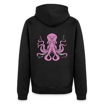 Buntstift Färbung Künstlerische Zeichnung Farbe Oktopus - Unisex Premium Bio Zip Hoodie - Schwarz - Hinten - Nico (187cm)