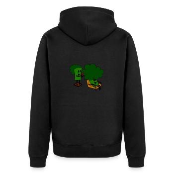 Friseur Friseurin Brokkoli Haare schneiden - Unisex Premium Bio Zip Hoodie - Schwarz - Hinten - Nico (187cm)