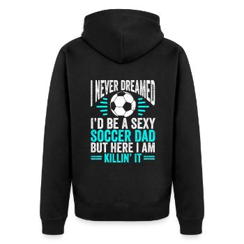 Fußball Herzschlag Fußball Ball Herzschlag - Unisex Premium Bio Zip Hoodie - Schwarz - Hinten - Nico (187cm)