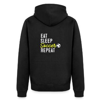 Football Eating Sleeping Repeating Football - Unisex Premium Organic Zip Hoodie - black - Back - Nico (187cm)