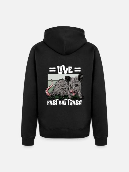 Opossum Trash Opossum Retro - Unisex Premium Organic Zip Hoodie - black