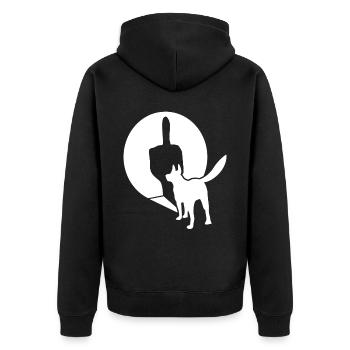 White Shepherd Middle Finger - Unisex Premium Organic Zip Hoodie - black - Back - Nico (187cm)