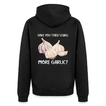 Knoblauch Knoblauchzehen - Unisex Premium Bio Zip Hoodie - Schwarz - Hinten - Nico (187cm)